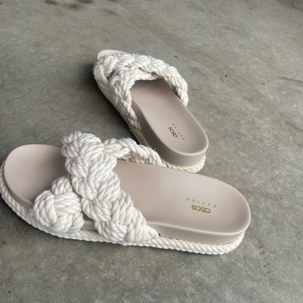 ASOS White Braided Sandals